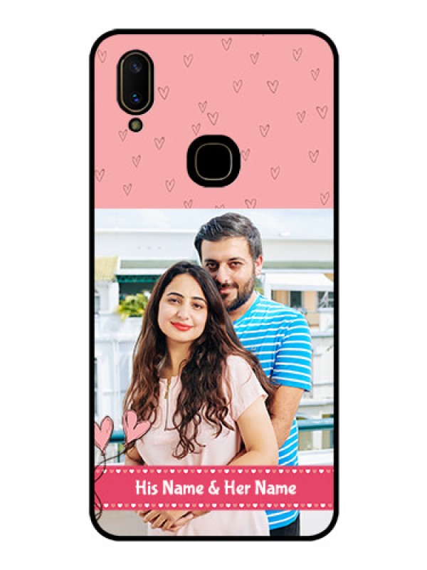Custom Vivo V11 Personalized Glass Phone Case  - Love Design Peach Color