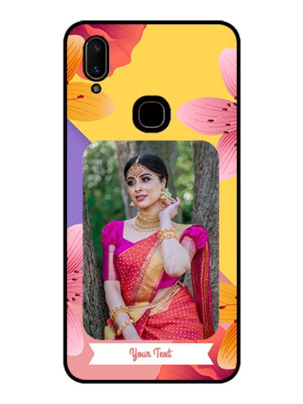 Custom Vivo V11 Custom Glass Mobile Case  - 3 Image With Vintage Floral Design