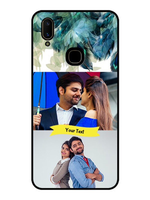 Custom Vivo V11 Personalized Glass Phone Case  - Image with Boho Peacock Feather Design