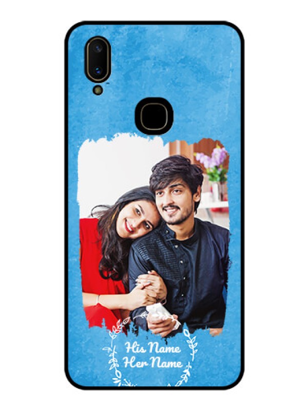 Custom Vivo V11 Custom Glass Phone Case - Blue Color Vintage Design