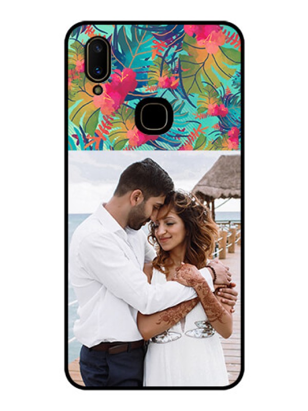 Custom Vivo V11 Photo Printing on Glass Case  - Watercolor Floral Design