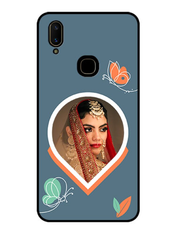Custom Vivo V11 Custom Glass Mobile Case - Droplet Butterflies Design