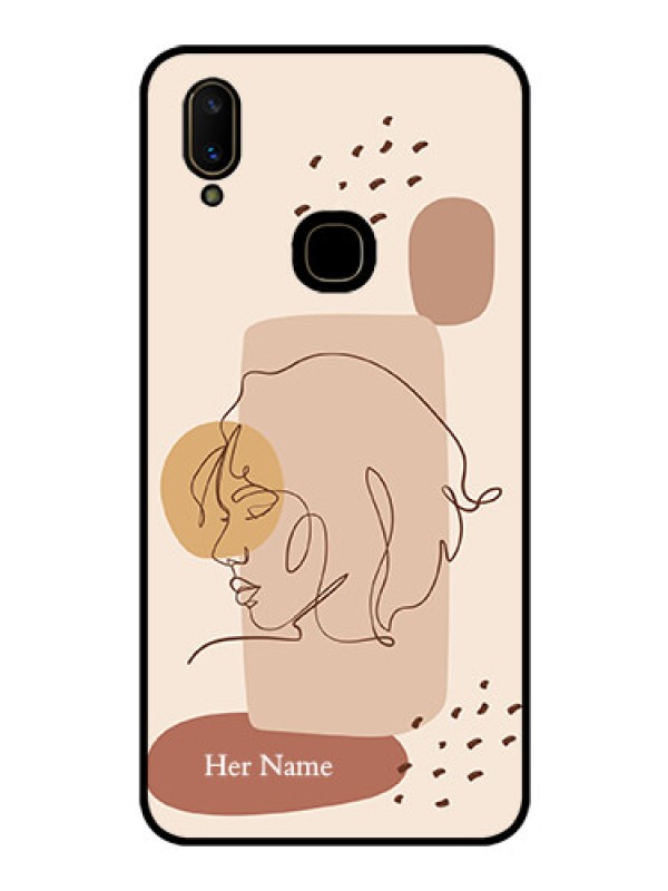 Custom Vivo V11 Photo Printing on Glass Case - Calm Woman line art Design