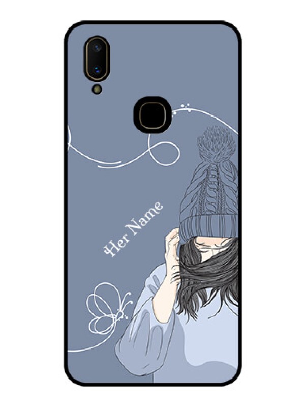 Custom Vivo V11 Custom Glass Mobile Case - Girl in winter outfit Design