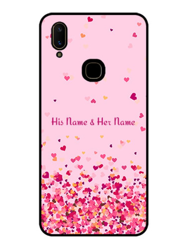 Custom Vivo V11 Photo Printing on Glass Case - Floating Hearts Design