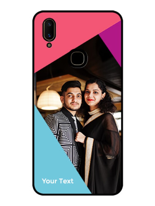 Custom Vivo V11 Custom Glass Mobile Case - Stacked Triple colour Design