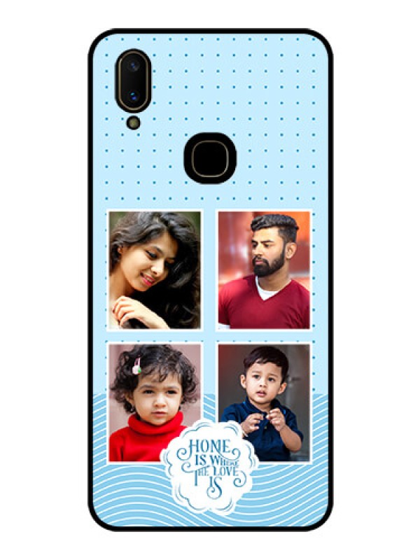 Custom Vivo V11 Custom Glass Phone Case - Cute love quote with 4 pic upload Design