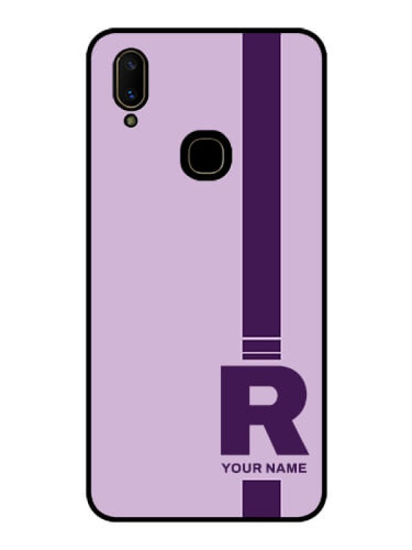 Custom Vivo V11 Photo Printing on Glass Case - Simple dual tone stripe with name Design