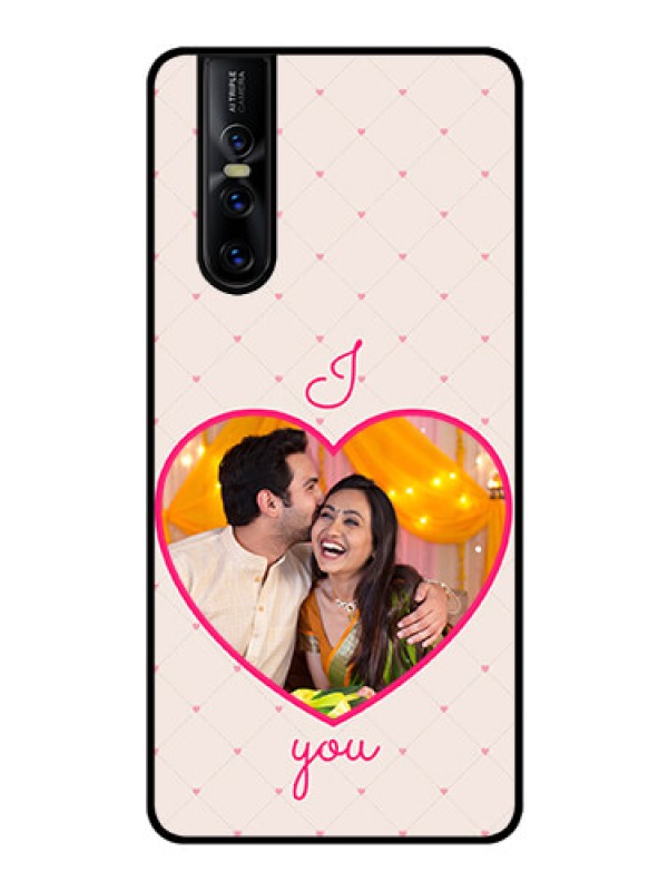 Custom Vivo V15 Pro Custom Glass Mobile Case  - Heart Shape Design