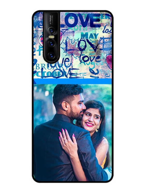 Custom Vivo V15 Pro Custom Glass Mobile Case  - Colorful Love Design