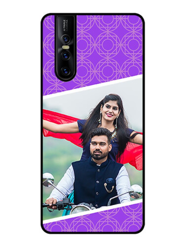 Custom Vivo V15 Pro Custom Glass Phone Case  - Violet Pattern Design