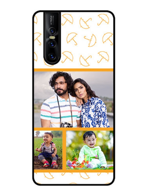 Custom Vivo V15 Pro Custom Glass Mobile Case  - Yellow Pattern Design