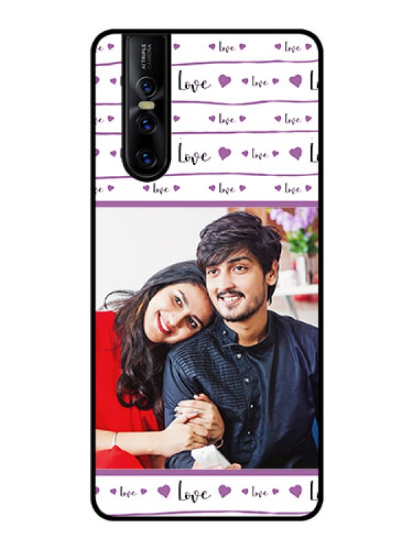 Custom Vivo V15 Pro Custom Glass Mobile Case  - Couples Heart Design