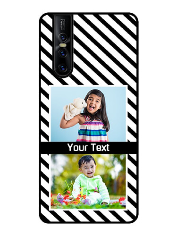 Custom Vivo V15 Pro Photo Printing on Glass Case  - Black And White Stripes Design