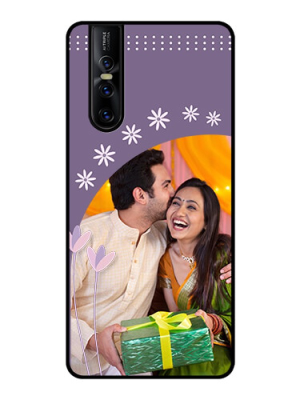 Custom Vivo V15 Pro Custom Glass Mobile Case  - Lavender flowers design 