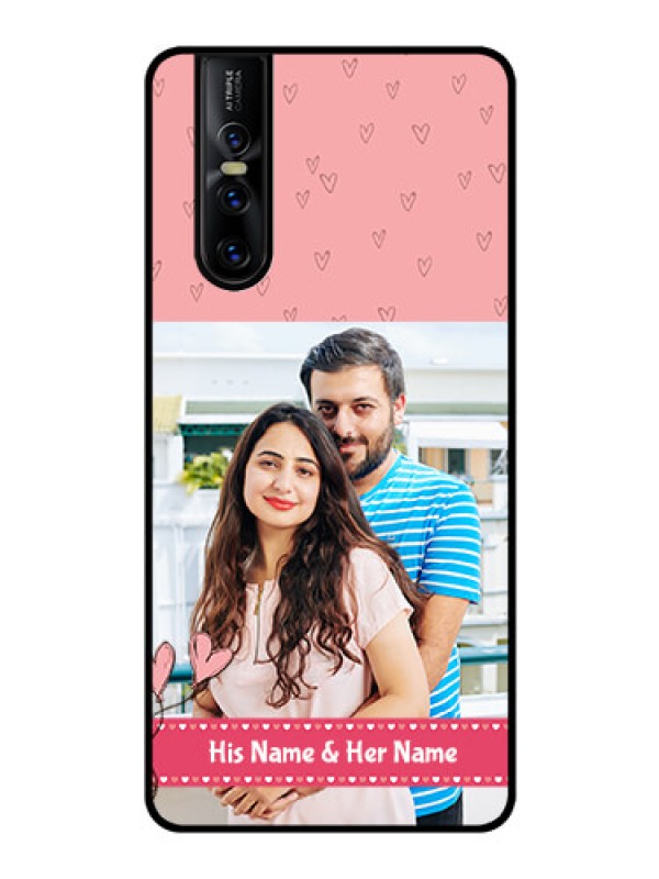 Custom Vivo V15 Pro Personalized Glass Phone Case  - Love Design Peach Color