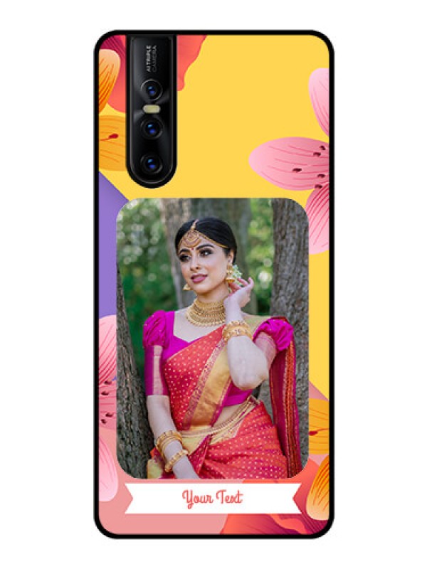 Custom Vivo V15 Pro Custom Glass Mobile Case  - 3 Image With Vintage Floral Design