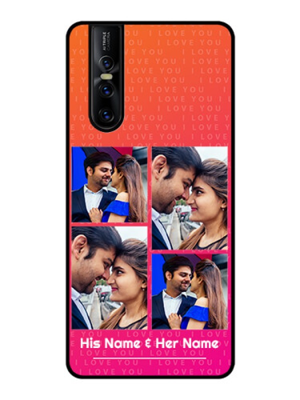 Custom Vivo V15 Pro Custom Glass Phone Case  - I Love You Pink Design