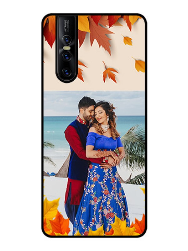 Custom Vivo V15 Pro Photo Printing on Glass Case  - Autumn Maple Leaves Design