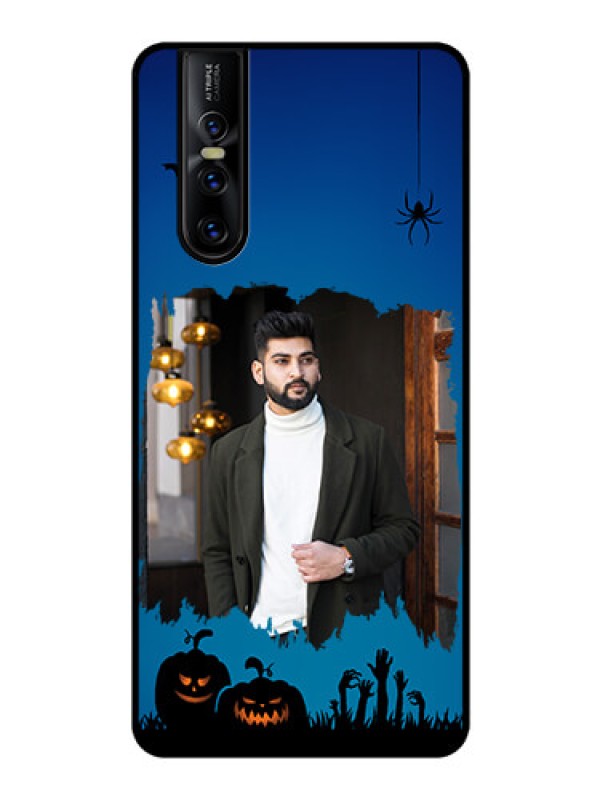 Custom Vivo V15 Pro Photo Printing on Glass Case  - with pro Halloween design 