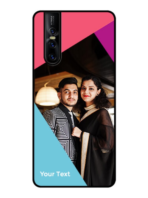 Custom Vivo V15 Pro Custom Glass Mobile Case - Stacked Triple colour Design