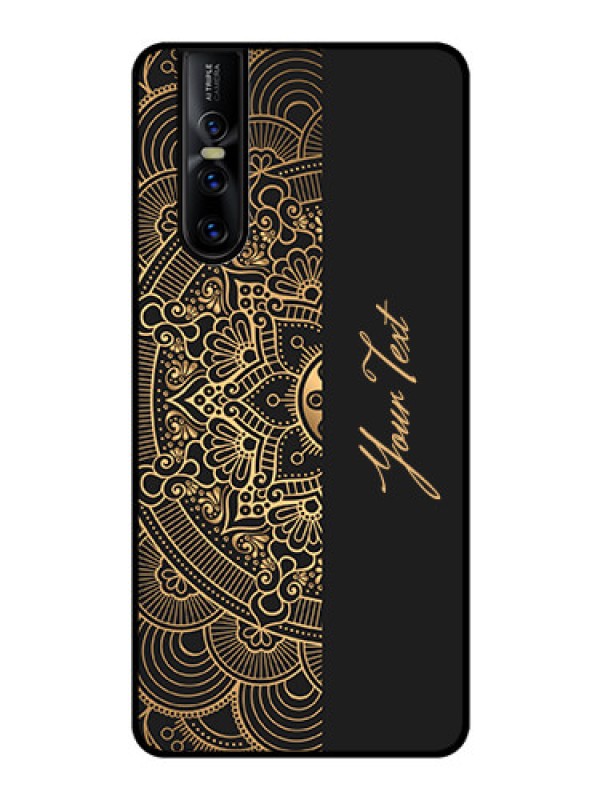 Custom Vivo V15 Pro Photo Printing on Glass Case - Mandala art with custom text Design