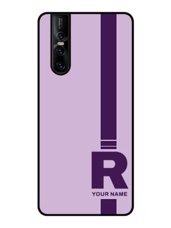 Custom Vivo V15 Pro Photo Printing on Glass Case - Simple dual tone stripe with name Design