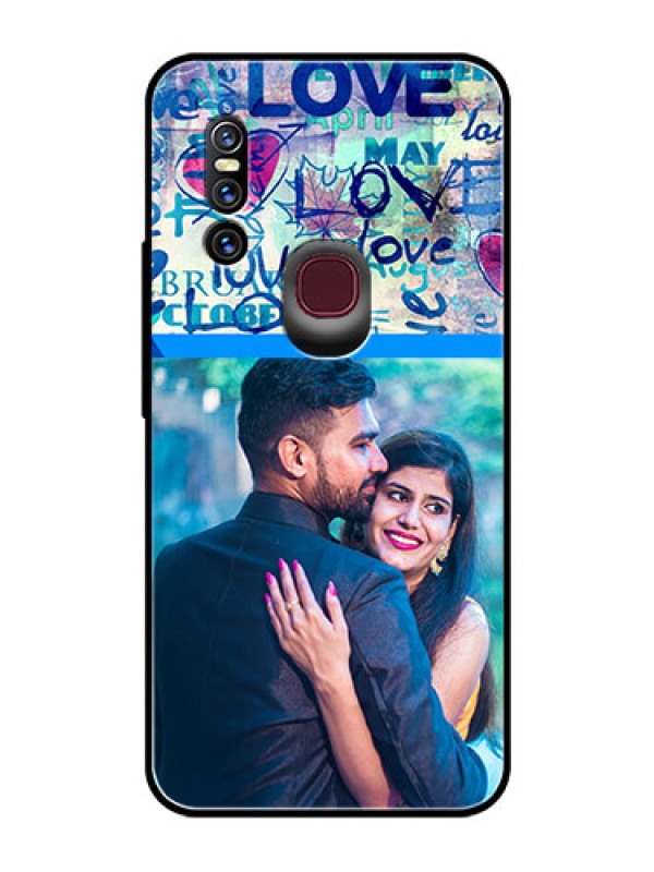 Custom Vivo V15 Custom Glass Mobile Case  - Colorful Love Design
