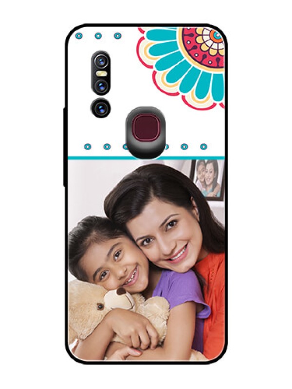 Custom Vivo V15 Custom Glass Phone Case  - Flower Design