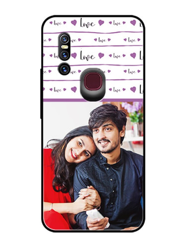 Custom Vivo V15 Custom Glass Mobile Case  - Couples Heart Design