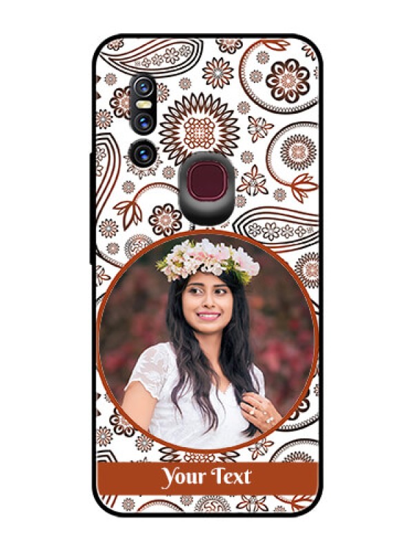 Custom Vivo V15 Custom Glass Mobile Case  - Abstract Floral Design 