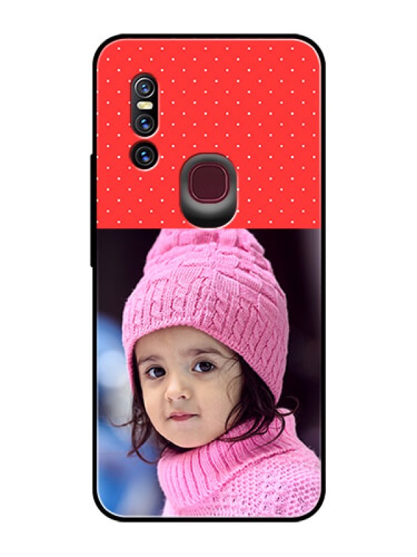 Custom Vivo V15 Photo Printing on Glass Case  - Red Pattern Design
