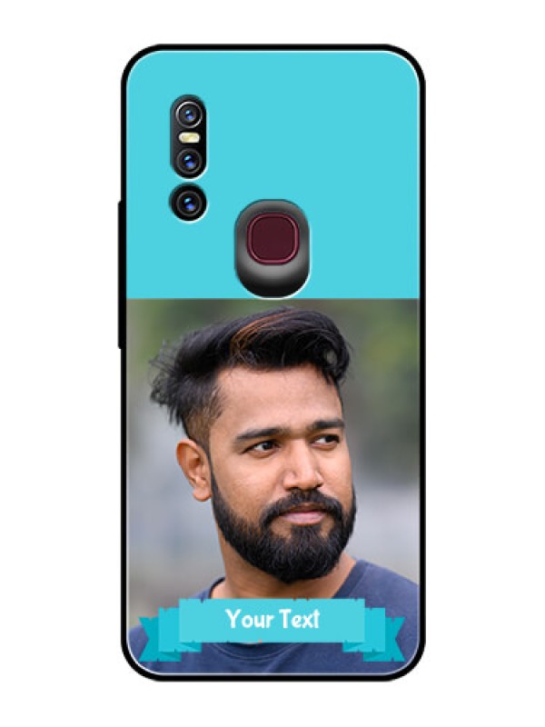 Custom Vivo V15 Personalized Glass Phone Case  - Simple Blue Color Design