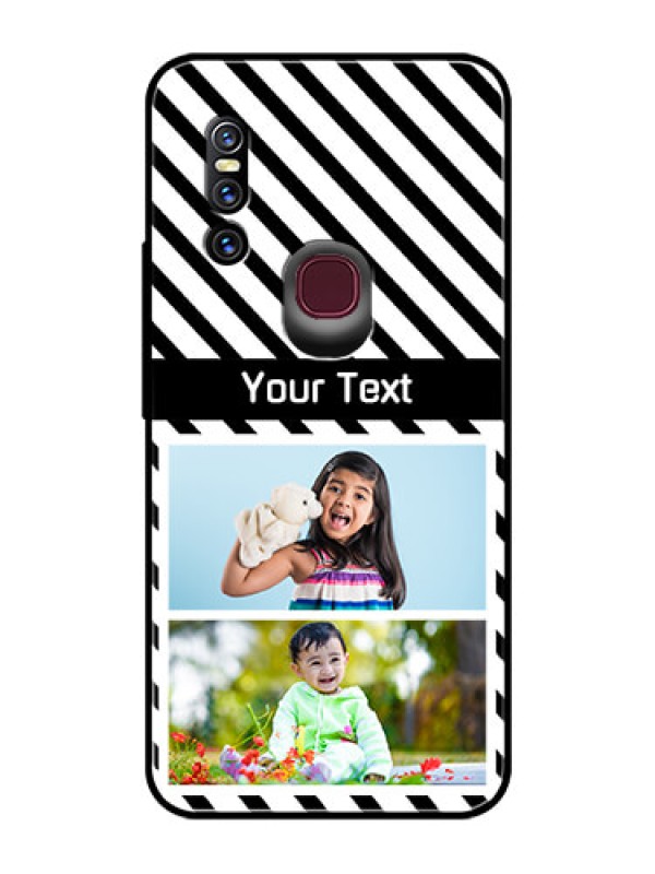 Custom Vivo V15 Photo Printing on Glass Case  - Black And White Stripes Design