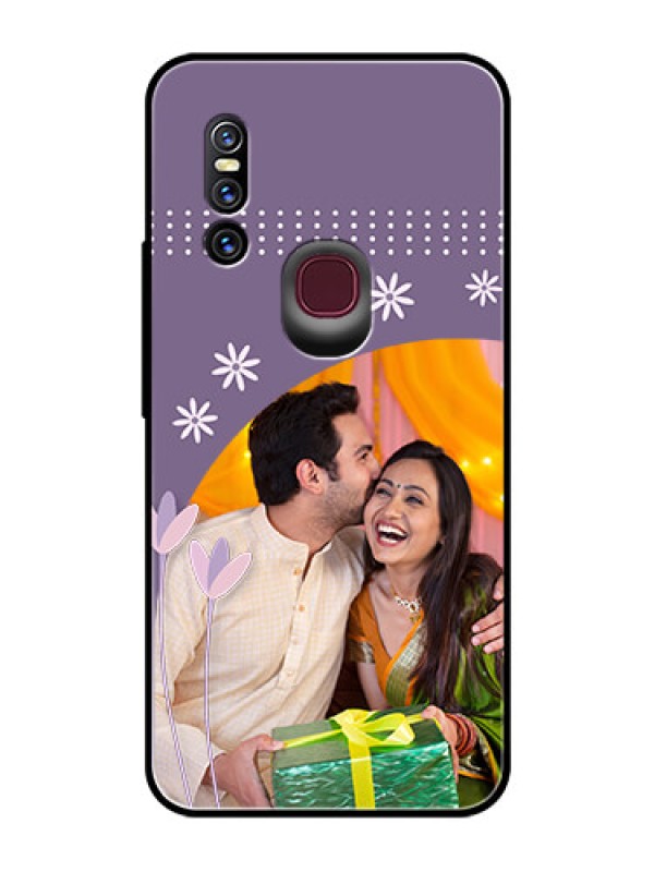 Custom Vivo V15 Custom Glass Mobile Case  - Lavender flowers design 