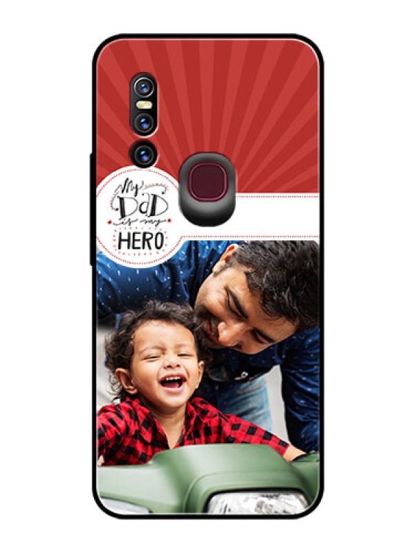 Custom Vivo V15 Photo Printing on Glass Case  - My Dad Hero Design