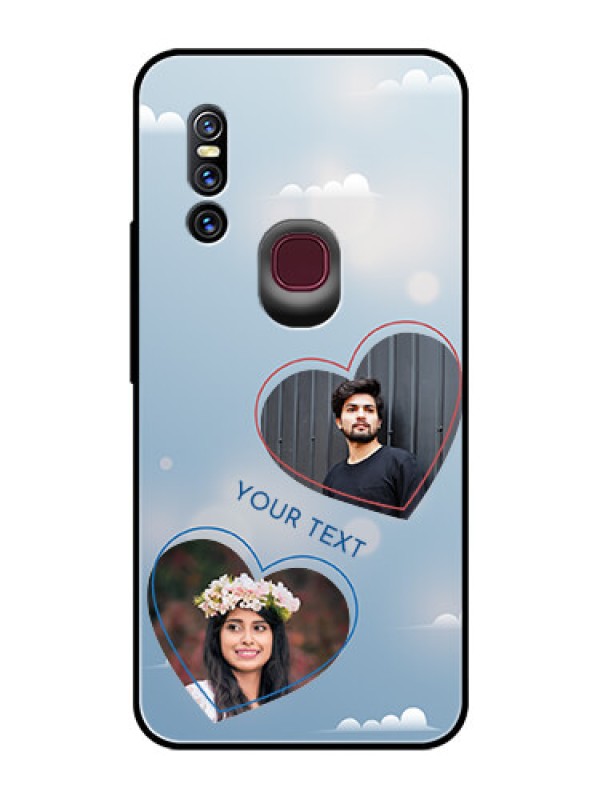 Custom Vivo V15 Custom Glass Mobile Case  - Blue Color Couple Design 