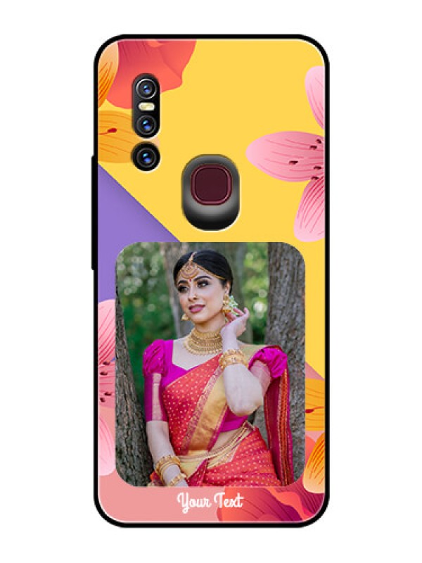 Custom Vivo V15 Custom Glass Mobile Case  - 3 Image With Vintage Floral Design