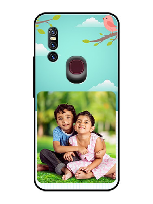 Custom Vivo V15 Photo Printing on Glass Case  - Doodle love Design