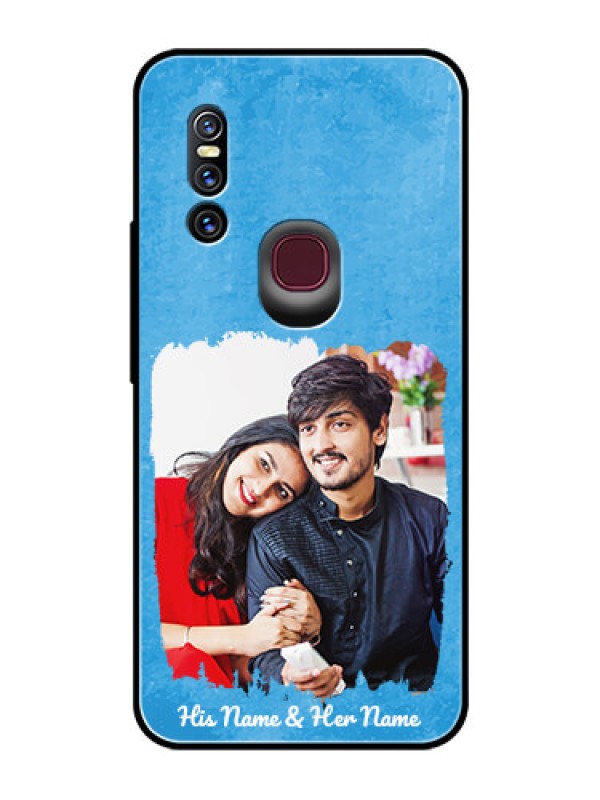 Custom Vivo V15 Custom Glass Phone Case - Blue Color Vintage Design