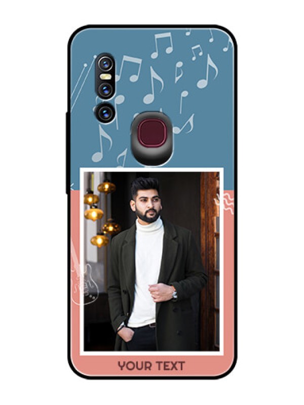 Custom Vivo V15 Photo Printing on Glass Case  - with Color Musical Note Design