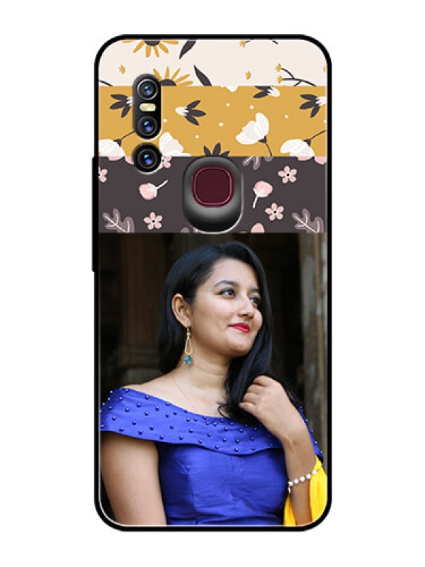 Custom Vivo V15 Custom Glass Phone Case  - Stylish Floral Design