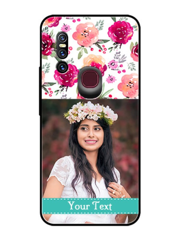 Custom Vivo V15 Custom Glass Phone Case  - Watercolor Floral Design