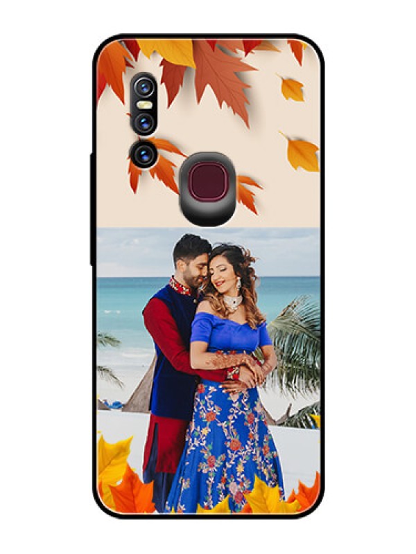 Custom Vivo V15 Photo Printing on Glass Case  - Autumn Maple Leaves Design