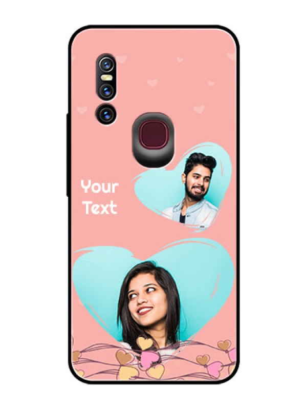 Custom Vivo V15 Custom Glass Mobile Case  - Love Doodle Design