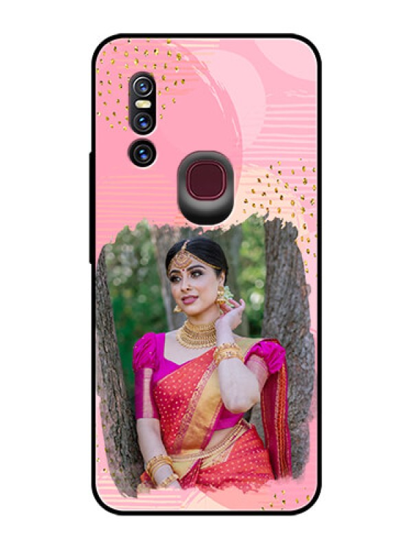 Custom Vivo V15 Personalized Glass Phone Case  - Gold Glitter Splash Design
