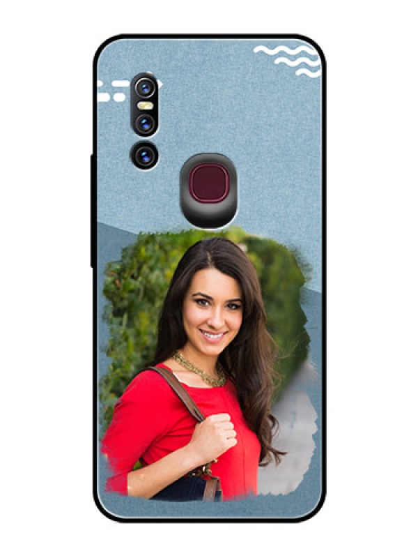 Custom Vivo V15 Custom Glass Mobile Case  - Grunge Line Art Design