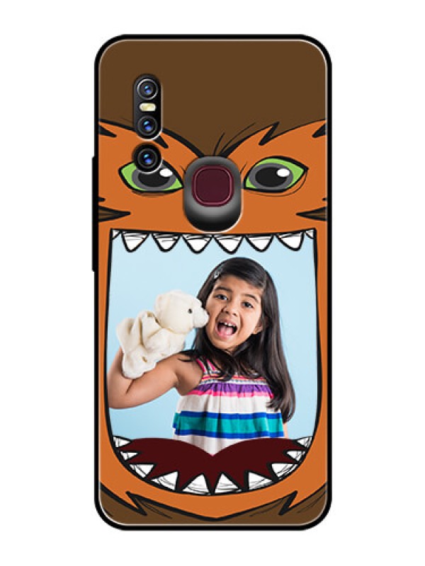 Custom Vivo V15 Photo Printing on Glass Case  - Owl Monster Back Case Design