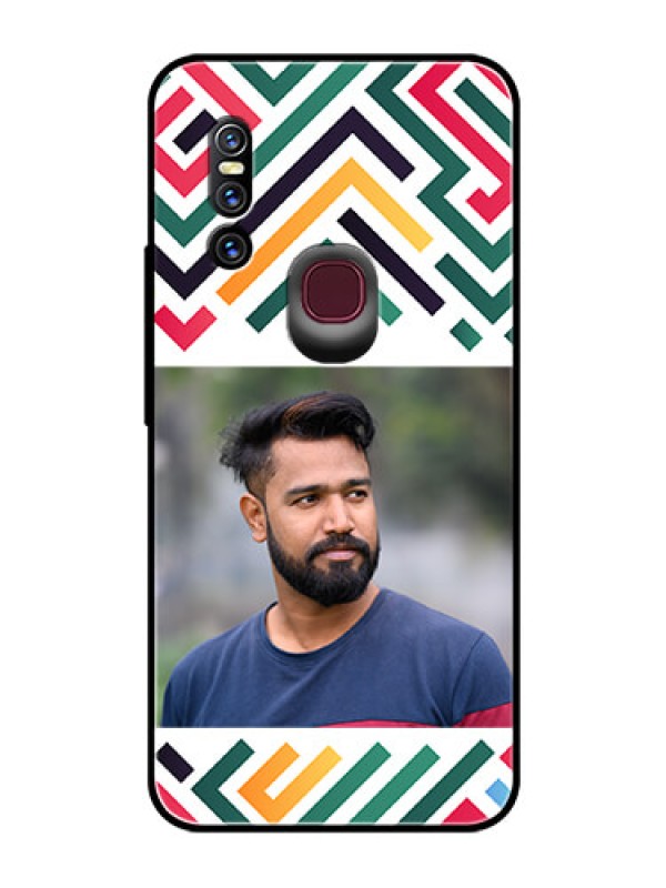 Custom Vivo V15 Personalized Glass Phone Case - Colorful Maze Pattern Design