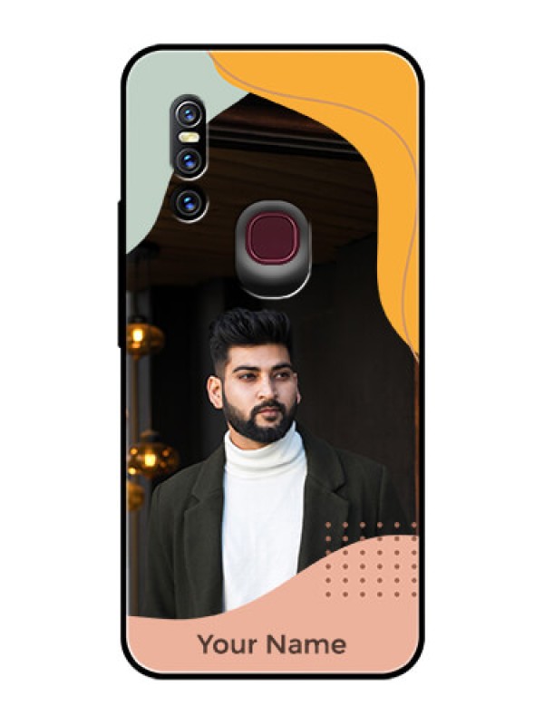 Custom Vivo V15 Personalized Glass Phone Case - Tri-coloured overlay design